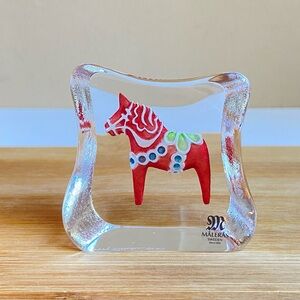 Maleras Sweden crystal Dalecardia red mini horse sculpture Mats Jonasson 8180